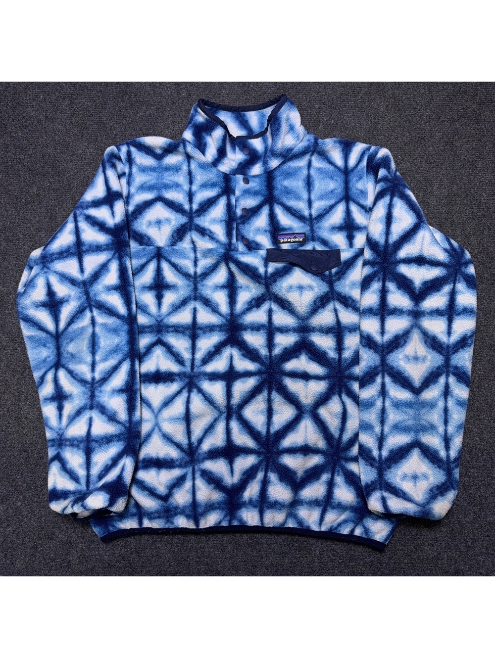 Patagonia Synchilla Snap T Fleece Jacket Shibori Diamond Tie Dye Pullover L